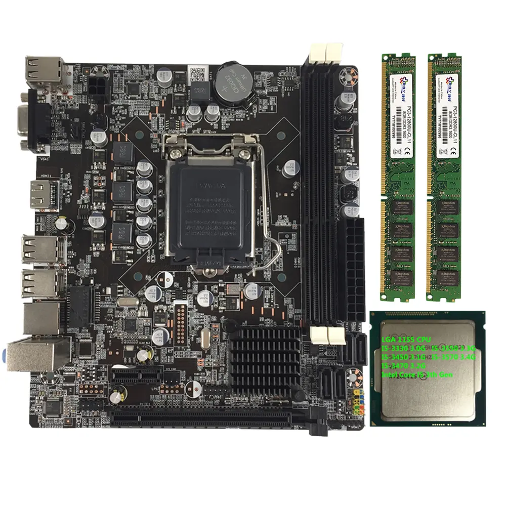 PCWINMAX PC Parte Combo Kit Placa-Mãe H61 16G RAM CPU i5 3470 com FAN DDR3 Combo