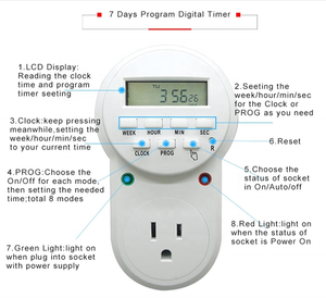 Smart Digital Timer Automatische Mini 7-Tage-programmierbare Steckdosen 125V 15A Digital Programmable Timer - Product Image 3