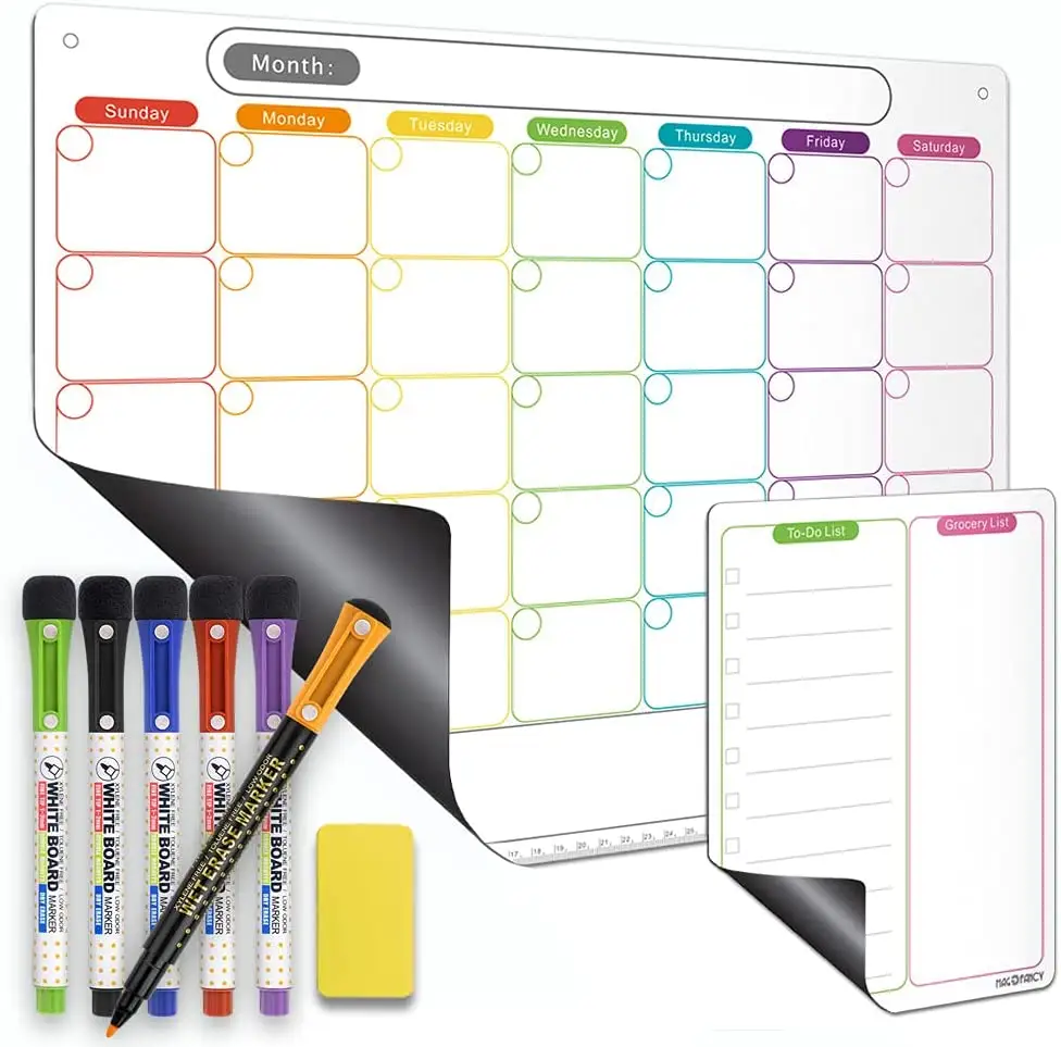 Manufacturer Custom Printed Refrigerator Fridge Calendar Magnetic Dry Erase Calendar Magnetic Writing and Drawing Board