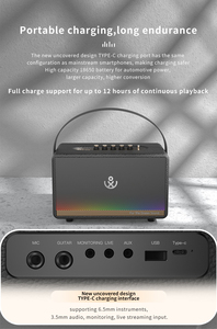 El altavoz de karaoke portátil Xdobo Mirage con función BT se puede conectar a una tarjeta USB TF y tiene puertos de entrada y salida de audio - Product Image 5