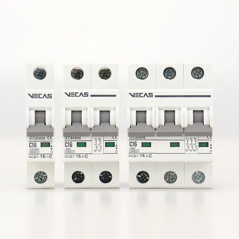 VECAS HCB7 casa MCB interruptor miniatura MCB buen precio 1P 2, P 3P C16 C25 C32 Amp mini