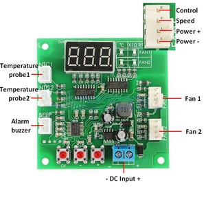 4線式2チャンネルPWMファン温度コントローラーPCファンモーター速度コントローラーLEDデジタルサーモスタットDC12V24Vヒートシンク - Product Image 3