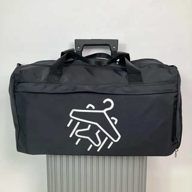 Nylon wasserdichte Herren Damen Reisetasche mit Schuh fach Schwarz Polyester Reisetasche Sporttasche mit individuellem Logo