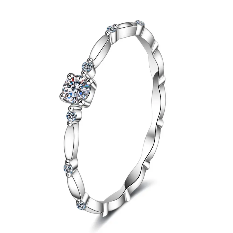 Простые Свадебные кольца из чистого стерлингового серебра 925 пробы для женщин, свадебные украшения из муассанита оптом