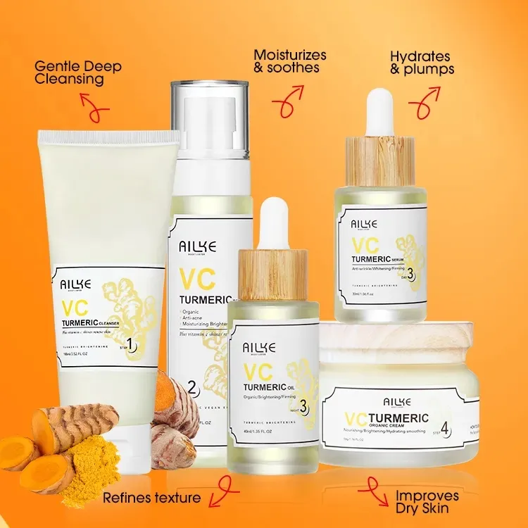 AILKE-Conjunto de cuidado de la piel con vitamina C, cosmético orgánico para el cuidado de la piel, sin logotipo, antiacné, blanqueador, compacto