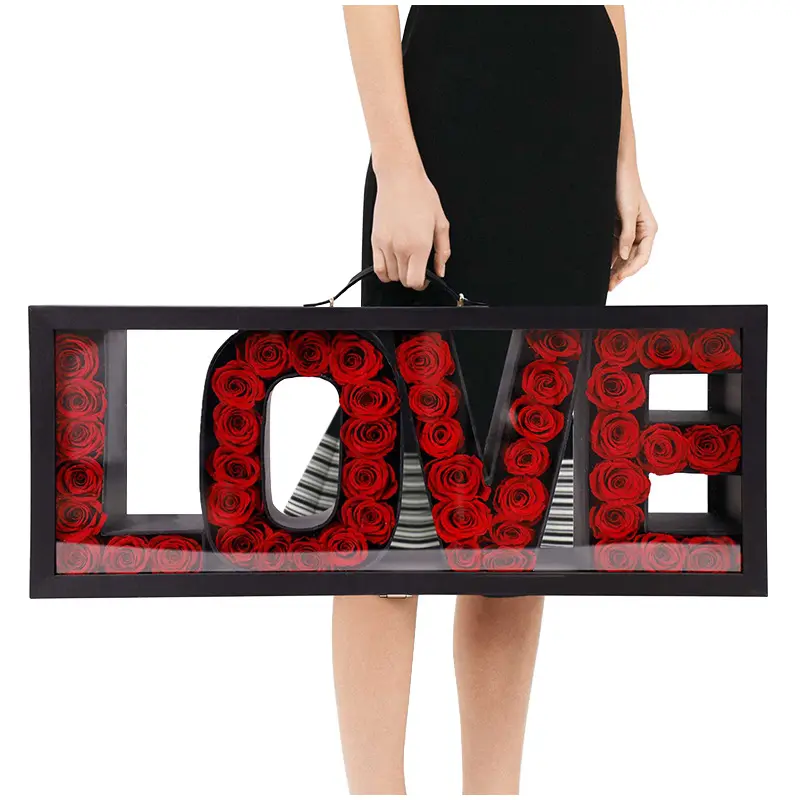 Cadeau romantique de luxe pour la saint-valentin, boîte fourre-tout transparente en acrylique, boîte à fleurs préservées en forme de cœur