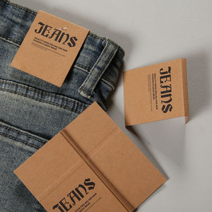 Etiquetas de precio de papel personalizadas al mejor precio, etiquetas colgantes de papel Kraft, bucle de cuerda para ropa de marca privada - Product Image 3