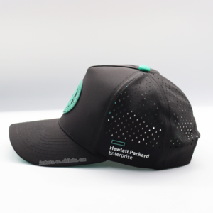 6-<strong>Panel</strong> Perforated Baseball Hat <strong>with</strong> Silicone Printed Letters Front Laser Cutting Holes and PVC Rubber <strong>Patch</strong> Side <strong>Panels</strong> - Product Image 3