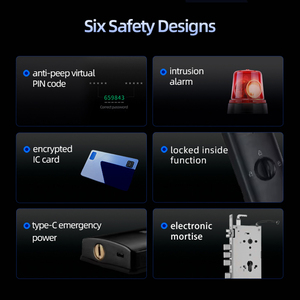 Luxury Wholesale Price European Standard Level C Keypad Wifi Invisible Biometric Easy Install Anti Theft Smart Lock Deadbolt - Product Image 4