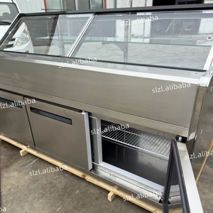 Thương mại Deli thịt hiển thị tủ lạnh butchery thịt cửa hàng mát đẩy và kéo cửa kính bên trái và bên phải tủ lạnh - Product Image 6