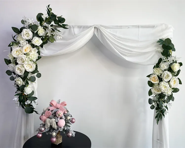 Conjunto de flores de marfil de imitación para decoración de puerta, conjunto de guirnaldas de boda con arco Floral rosa, rama para decoración de pared, cortina, hogar y boda