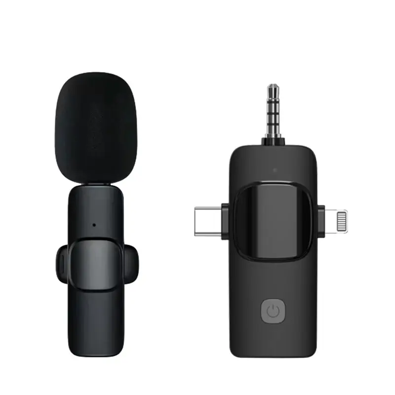 Factory Price Wireless Microphone Type C Lavalier Microphone 3 in 1 Receiver for Live Streaming interview Teaching