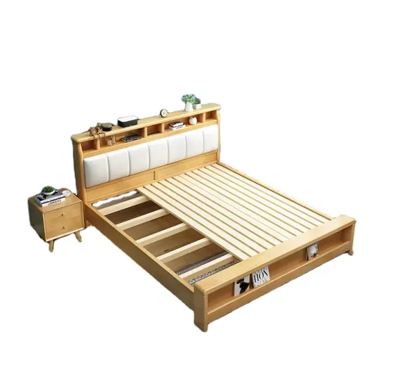 2021 luxury simple design bed room furniture wood beds king size bed