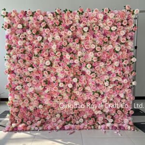 <strong>K</strong>-a91 Factory Designs Customize Artificial Silk Pink Rose <strong>Flower</strong> Wall Panel Cloth Fabric Backdrop for Wedding Wall Decoration - Product Image 6