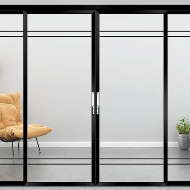 Vendita calda Design moderno telaio sottile porta in vetro temperato impermeabile in acciaio inox porta scorrevole in alluminio per bagno Patio