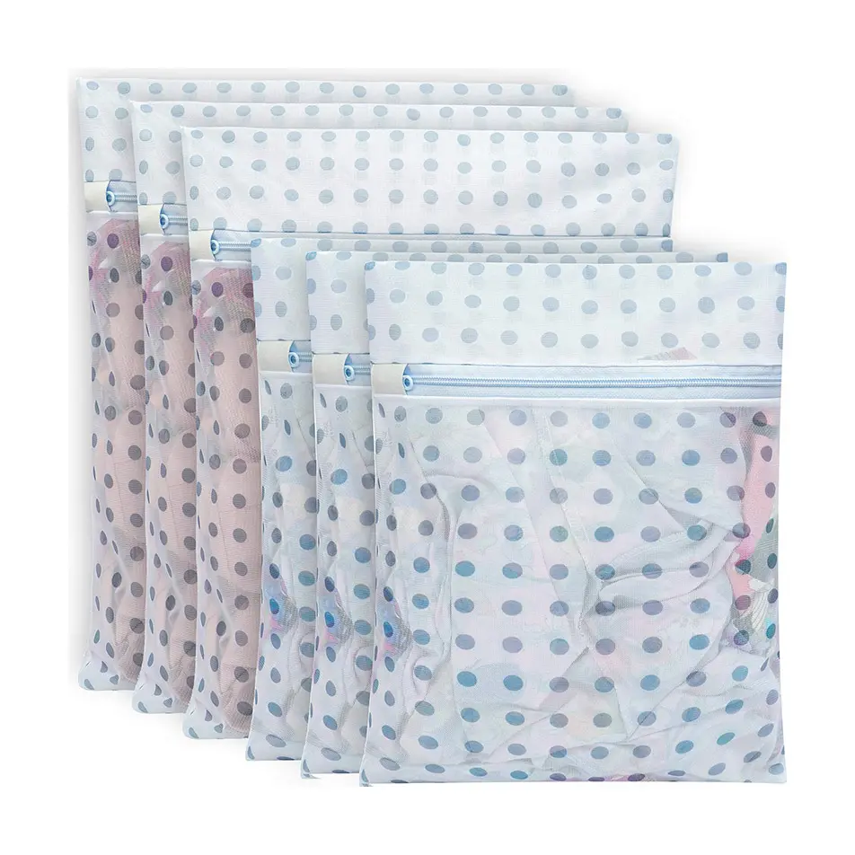 Custom Printed Dot Washing Machine Honeycomb Small Zipper Cloth Storage Pouch Zipper Bag Loundry Bag Mesh Laundry Bags & Baskets