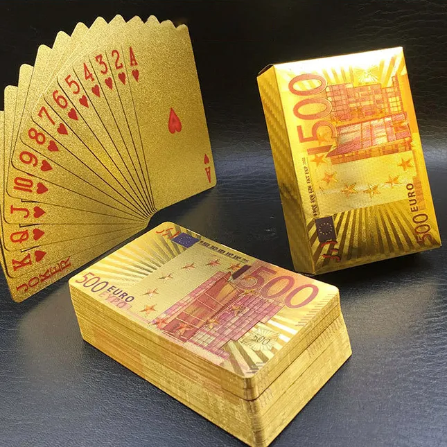 Commercio all'ingrosso di vendita calda carta da gioco di plastica 24 k pubblicità lamina d'oro placcato carta da gioco per il regalo di plastica carte da gioco taiwan
