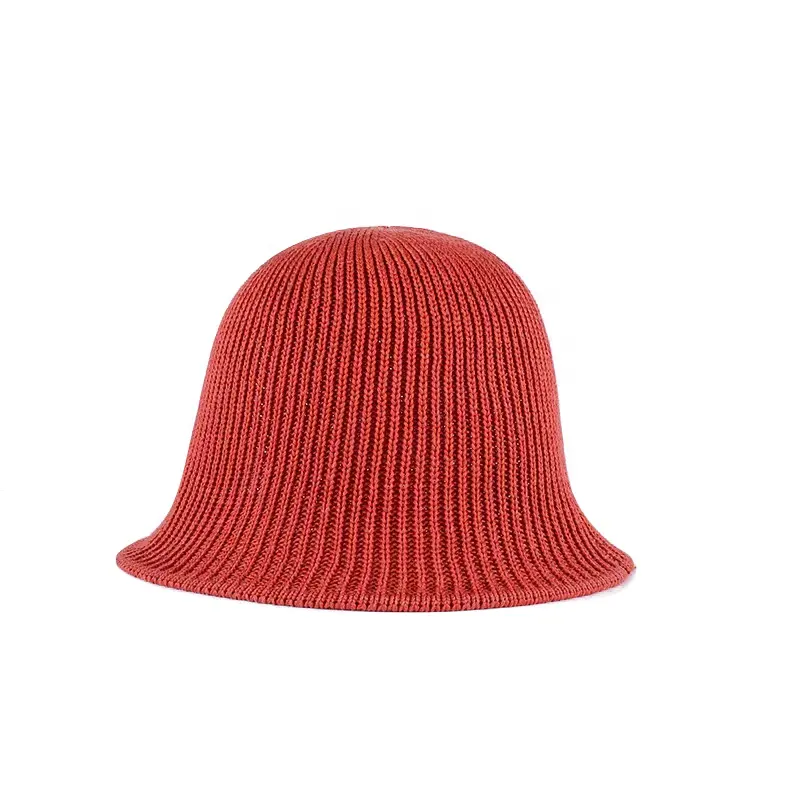 Wholesale Summer Solid Knit Crochet Breathable Foldable Wide Brim Bucket Hat Japanese Simple Women Hollow out Beach Sun Hats