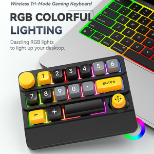 W909 15-คีย์ Tri-Mode คีย์บอร์ดไร้สาย, คีย์บอร์ดกลไก RGB แบบสลับได้ทั้งแบบถอดเปลี่ยนได้คีย์บอร์ดโปรแกรมแมโครเกม - Product Image 4