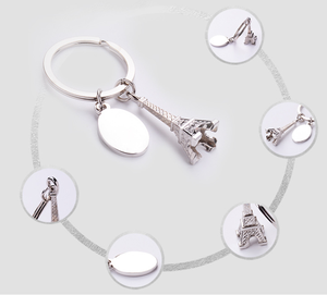 Promotional Metallic Printed Three-dimensional <strong>Paris</strong> Eiffel Tower Emulation Key Ring Zinc Alloy Key Ring Pendant <strong>Gift</strong> TP-220039