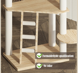 Pour les grands chats uniquement arbre à chat en bois massif arbre à chat et maison à chat combiné cadre d'escalade de chat à plusieurs niveaux conception peu encombrante - Product Image 3