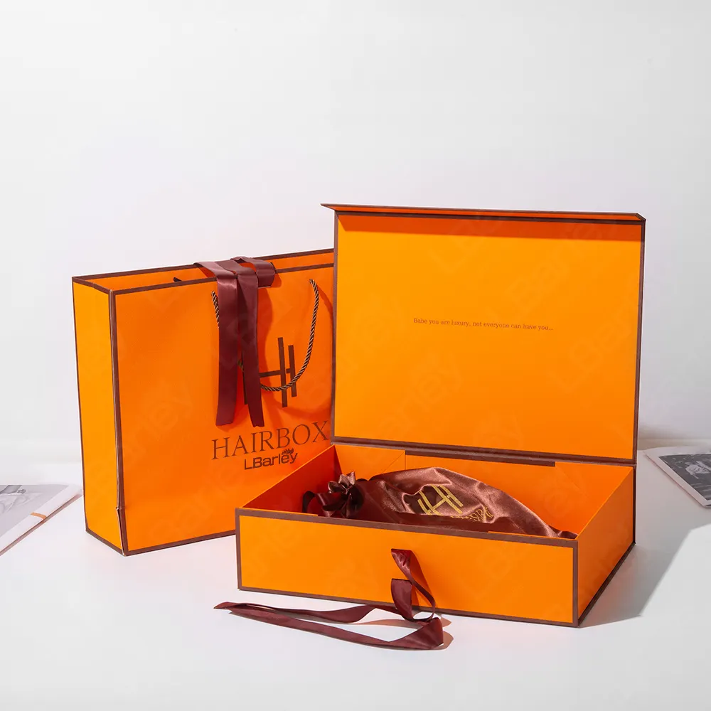 Boîte-cadeau de qualité supérieure avec logo personnalisé OEM Boîte d'emballage magnétique de luxe en carton avec grand emballage en papier pour perruque de cheveux d'extension