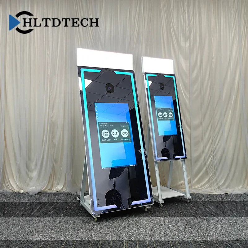 Portatile led frame touch screen selfie wedding magic mirror photo booth con fotocamera e stampante specchio photo booth machine