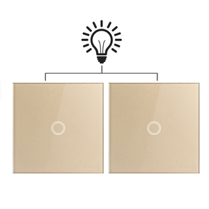 Ab/İngiltere standart gri kristal cam 1 Gang 2 yollu dokunmatik anahtar paneli dokunmatik anahtarı işık duvar sadece dokunmatik fonksiyon anahtarı - Product Image 3