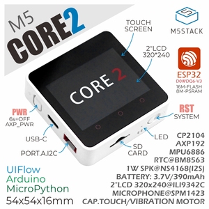 ESP32 Touch screen kit di sviluppo WiFi scheda di programmazione grafica BLE M5Stack Core2 - Product Image 1