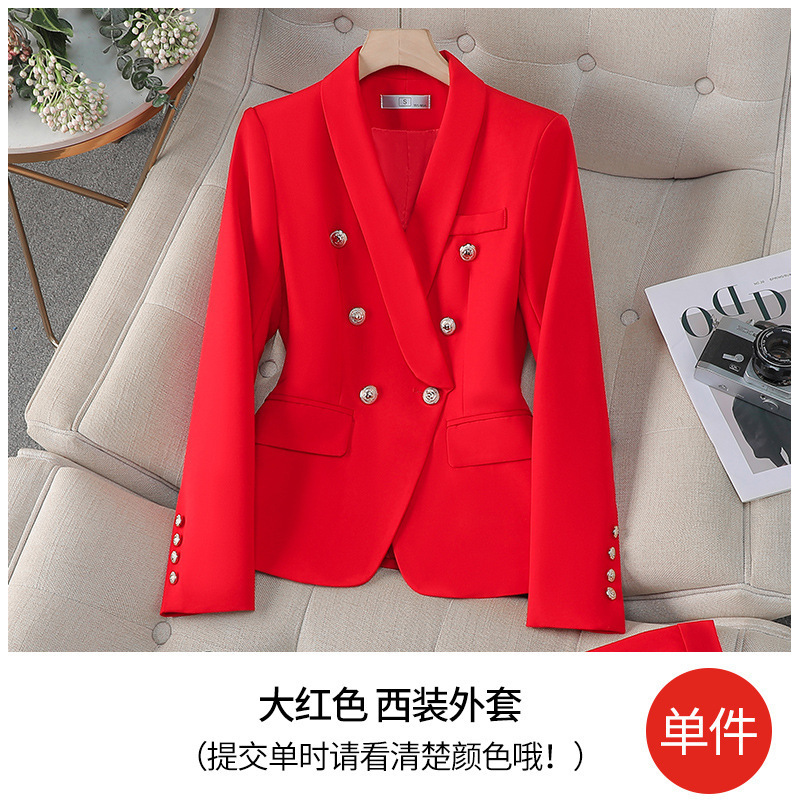 bright red suit