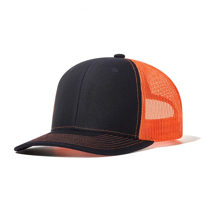 หมวกแก๊ปปีกโค้งเล็กน้อยสำหรับผู้ชายหมวกเบสบอลตาข่าย6บานหมวกรถบรรทุกปีกโค้งเล็กน้อย