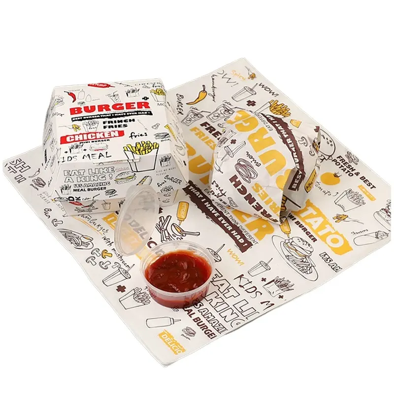 Burger Kraft ambalaj kağıdı çantası patates kızartması aperatif kova gıda bardak kutusu cips kutusu plastik kase saman özel Logo