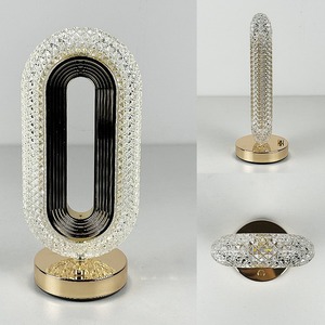 โคมไฟตั้งโต๊ะ LED คริสตัลรูปวงแหวนแบบ3สีหรี่แสงได้โคมไฟตั้งโต๊ะแบบสัมผัสพร้อมไฟ DC 5V แบบชาร์จไฟได้ตัวเรือนเหล็ก - Product Image 2