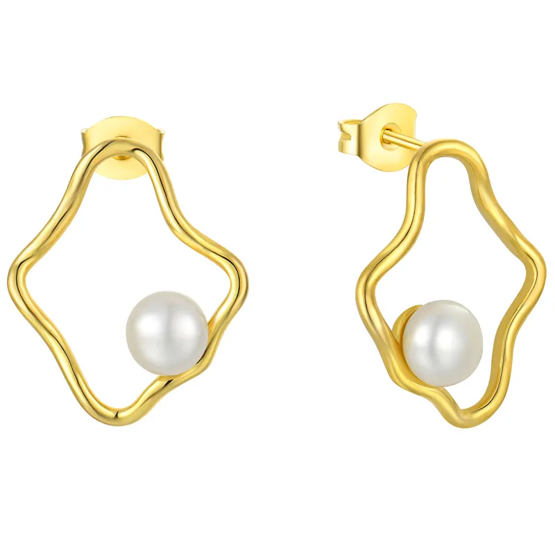 По оптовым ценам, Роскошные Высокое качество гвоздики с геометрическим орнаментом серьги ювелирные изделия для женщин 925 стерлингового серебра, 18K, позолота, жемчуг, ювелирное изделие, серьги