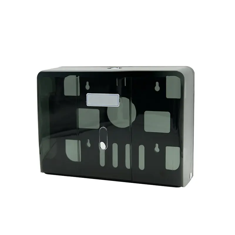 Montado en la pared ABS plástico transparente negro blanco Z pliegue dispensador de llenado de papel para inodoro