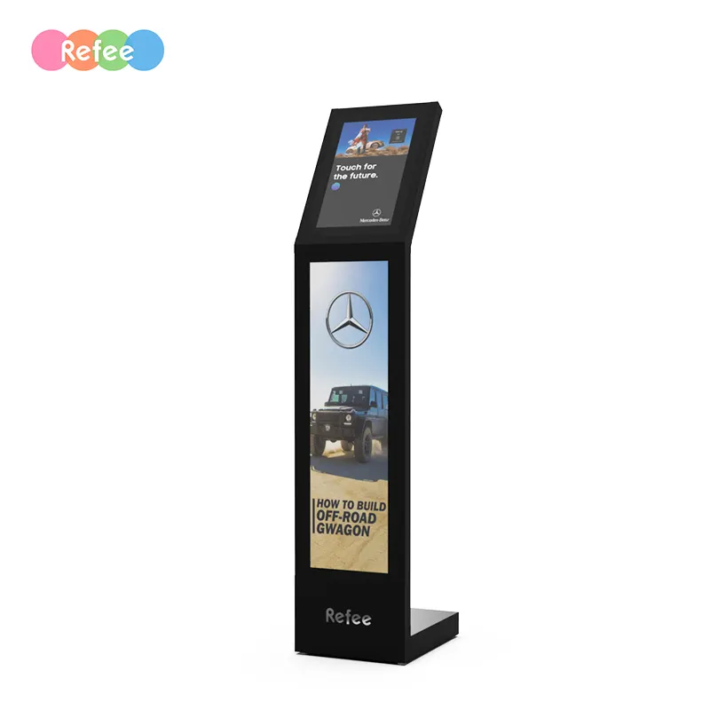 Kiosque Totem électronique d'intérieur debout au sol Refee Écran tactile Barre tendue Écran LCD Moniteur Affichage