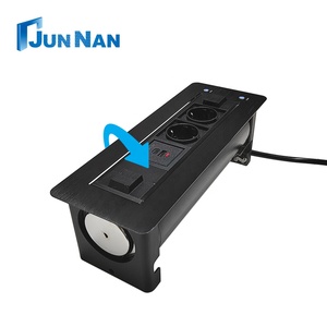 3 tomacorrientes y 2 puertos USB Enchufe emergente de escritorio Caja de conexión de carga de red NFC con enchufe de función de reunión de longitud de cable de 5m - Product Image 1
