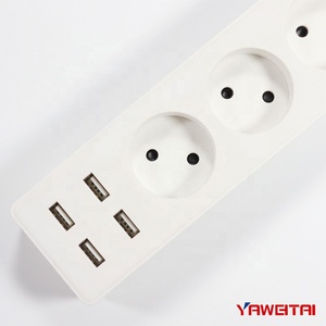 Enchufe eléctrico europeo de 3 entradas con interruptor, 4 USB /3 vías, 2P, con 4 USB/multiextensión eléctrica con USB