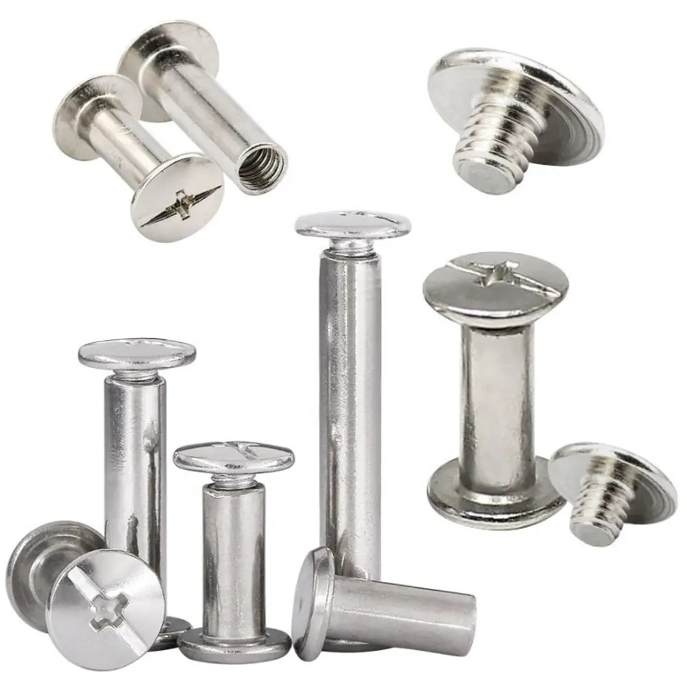 Tornillo de aluminio personalizado de Chicago, m2 x 4mm, 5mm, 8mm, remache de correa de cuero, Unión de cobre, tornillos de Chicago macho a hembra