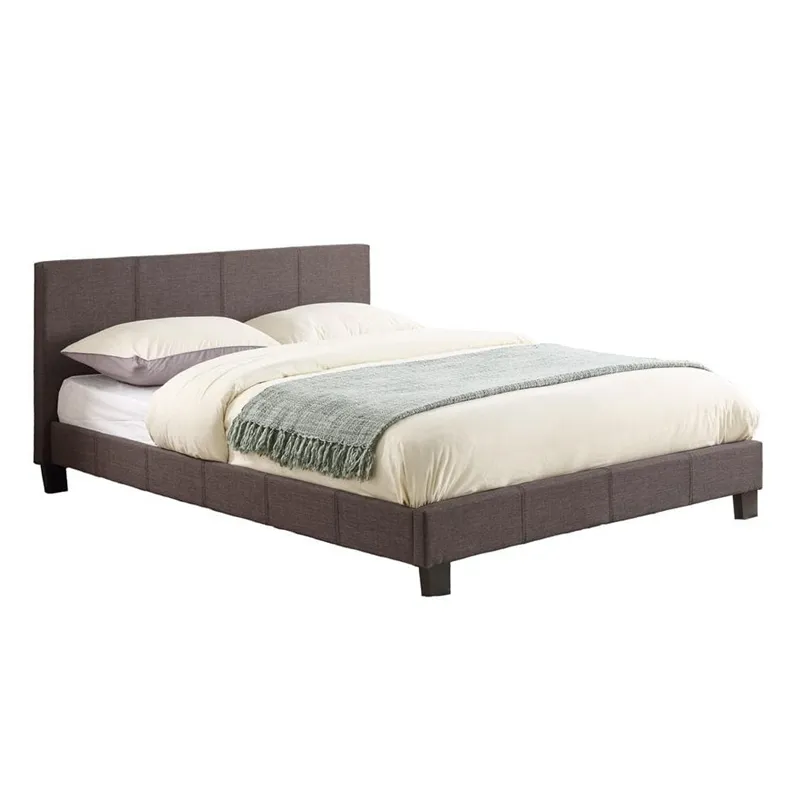 Muebles de tela para el hogar, diseño simple, marco de cama de pu de madera de tamaño completo, cama de plataforma de doble tamaño