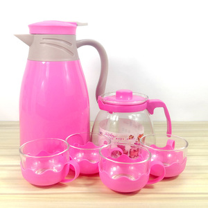 现代设计6件套家用茶具可持续塑料咖啡壶杯过滤器1000毫升容量经典风格 - Product Image 5