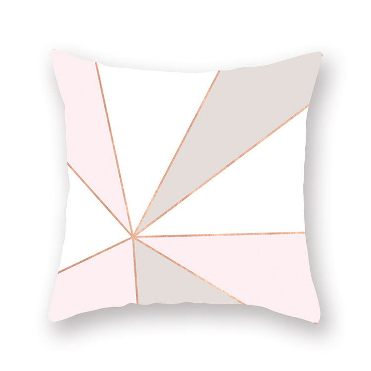 ins Nordic style rose gold pink peach skin velvet cushion cover geometric patchwork velvet cushion cover sofa seat cushion cover