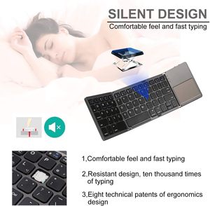 <strong>Poland</strong> Small Foldable Travel Keyboard Dzh Foldable Wireless Keyboard Three Folding Wireless Keyboard with Touchpad - Product Image 3