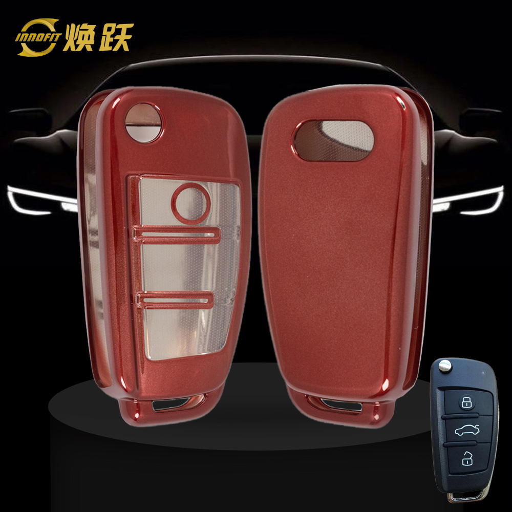 AUD1T1-Bouton transparent blanc-placage rouge