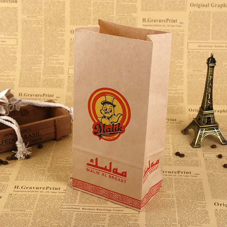 Manufacture direct SOS bag brown Custom logo greaseproof takeaway kraft packaging fast food paper bags for fried chicken