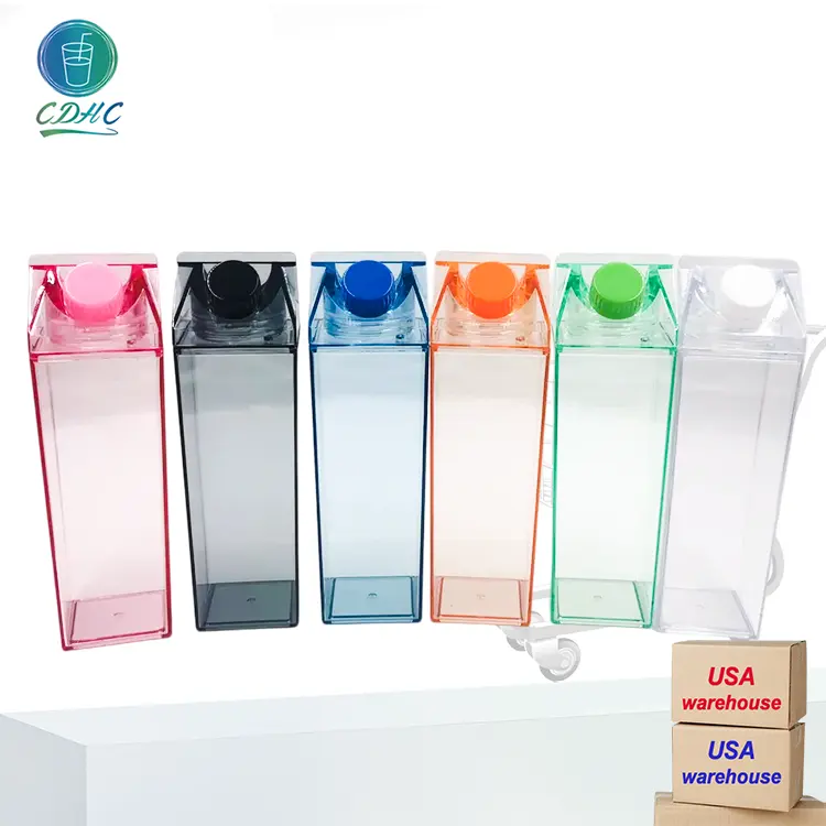 500ml BPA Free 1000ml Clear Milk Box Flasche Wieder verwendbare Plastik wasser flasche Transparente Acryl milch karton Wasser flasche