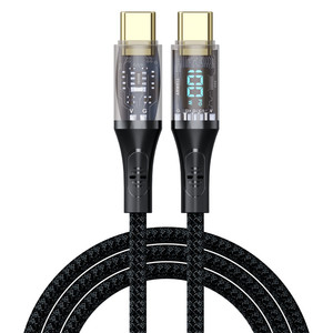 66W kalın naylon örgülü veri kablosu C-C PD + güç LED ekran akıllı telefonlar bilgisayarlar için hızlı şarj kablosu 1.2m trend tip-c - Product Image 1