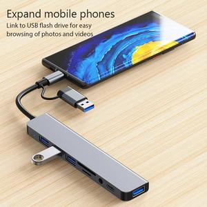 8-in-1 USBマルチポートハブTYPE-Cドック付きTF/PD読み取り3.5mmオーディオインターフェイスUSB 3.5オーディオドックコンピュータ用 - Product Image 5