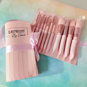 卸売ピンク/ブルーハンドルビーガンコスメティックブラシプロフェッショナルプライベートラベルメイクアップブラシ