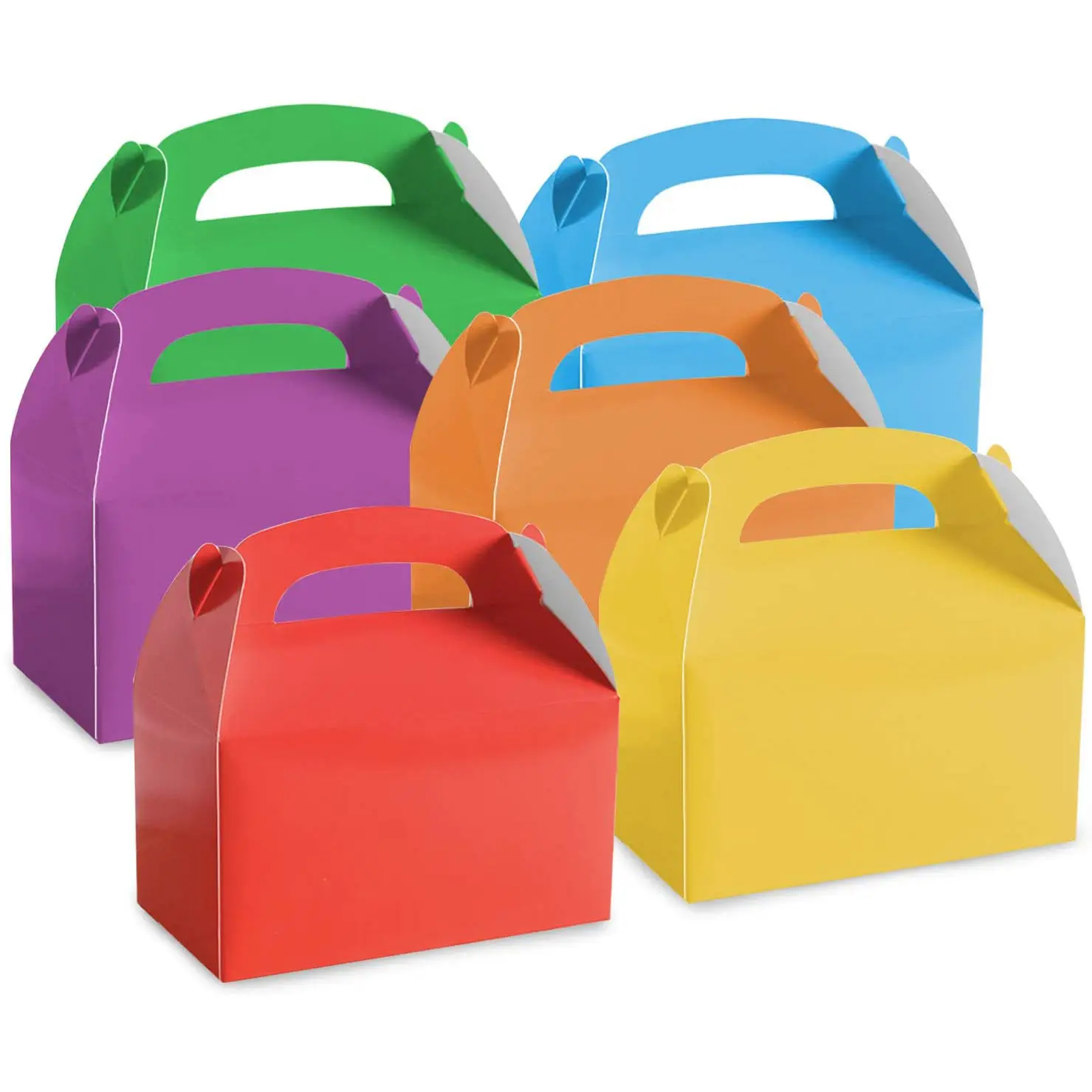 Özelleştirilmiş doğum günü baskı çoklu renkler Gable parti Favor hediye kutuları taşınabilir kağıt kutuları kolları ile